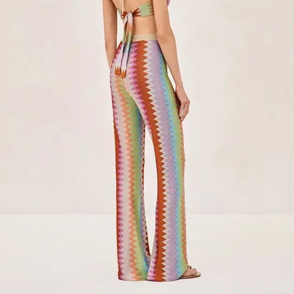Alexis Boe Multicolor Chevron Knit Wide Leg Pants Size XS - Picture 2 of 6